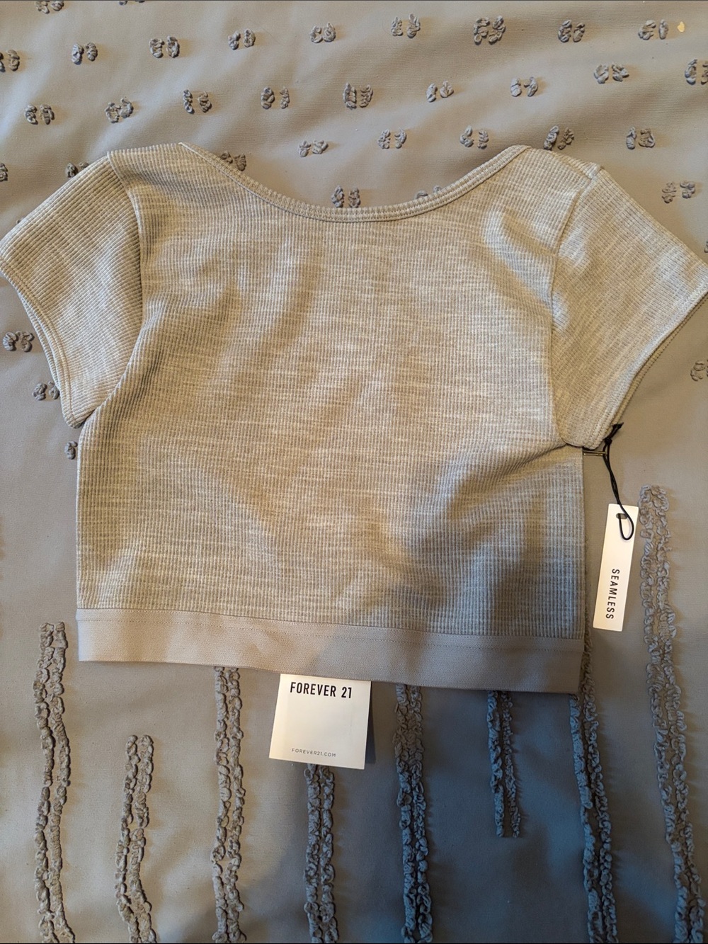 Forever 21 Beige Ribbed Short-Sleeve Top
